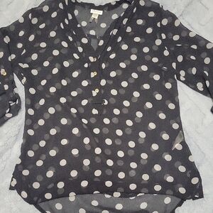 5/$20**XS Dynamite Sheer Black And White Poka Dot Blouse